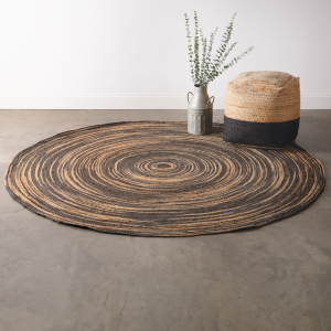 Natural Black Round Rug  | Sam's Shoppe