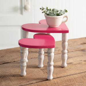Set of Two Tabletop Heart Stools - Pink | Sam's Shoppe